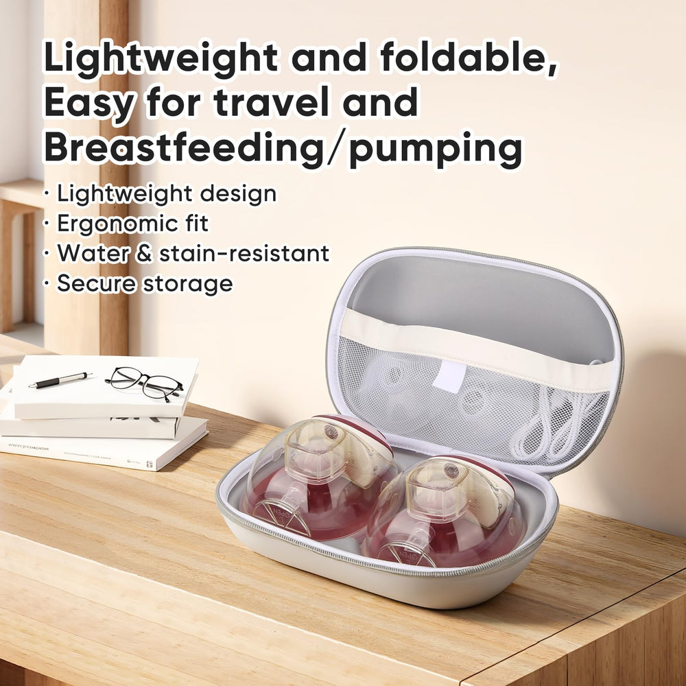 Maypott EVA Breast Pump Storage Bag interior mesh pockets keep accessories organized.