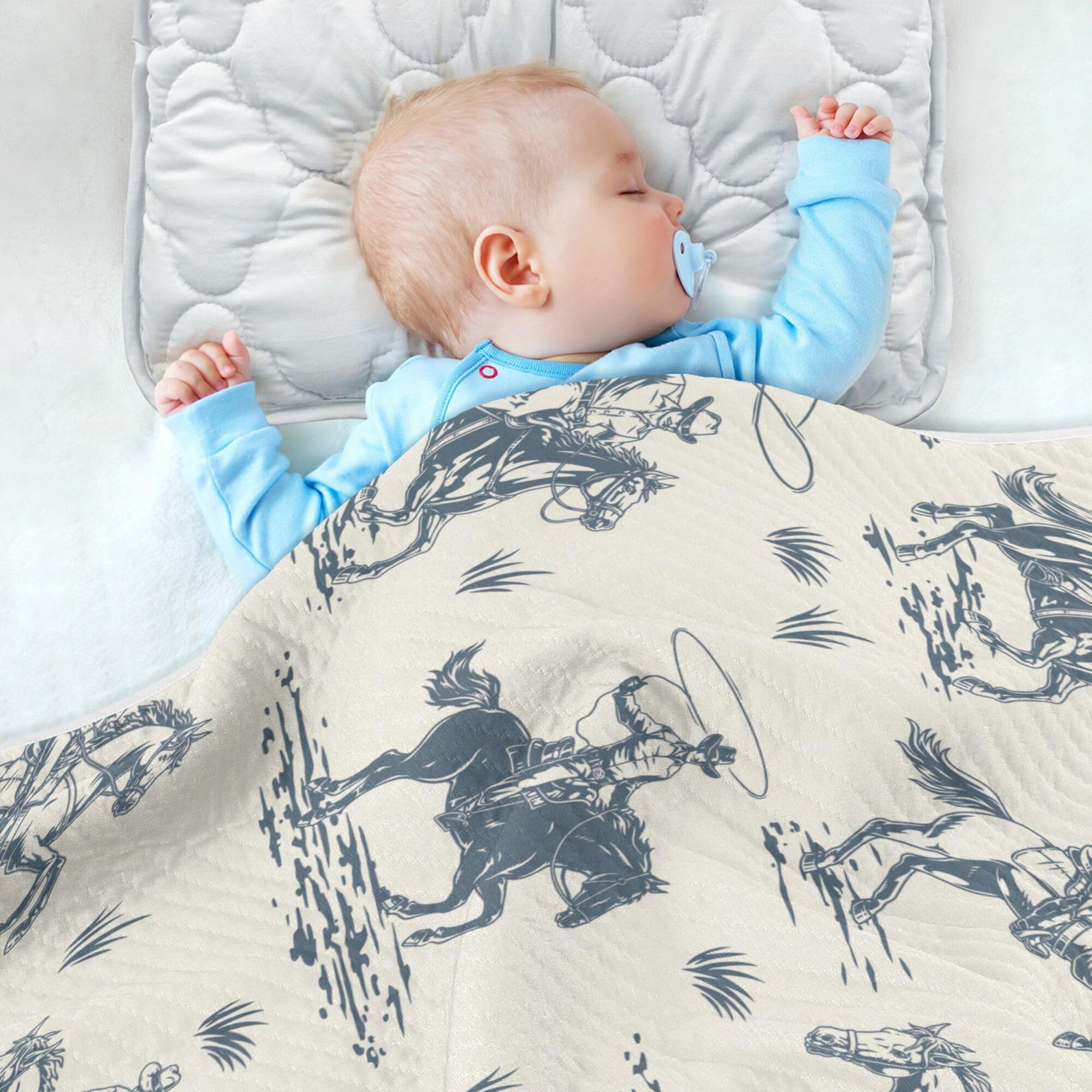Mazeann Cowboys blanket supports baby sleep with breathable warmth.