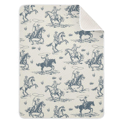 Mazeann Cowboys blanket in closed fold shows soft cotton blend for cozy naps.
