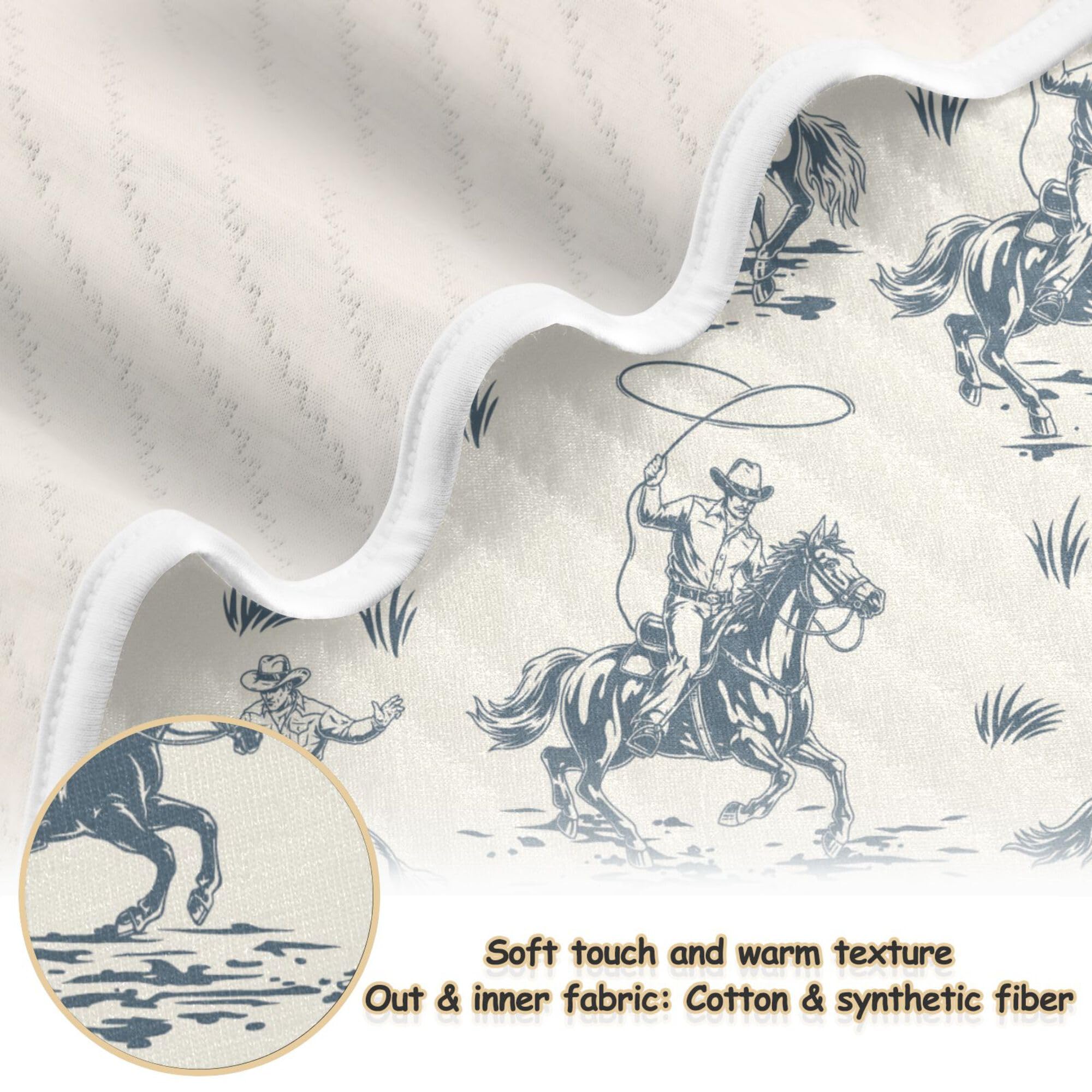 Mazeann Cowboys blanket adds cozy nursery decor to the space.