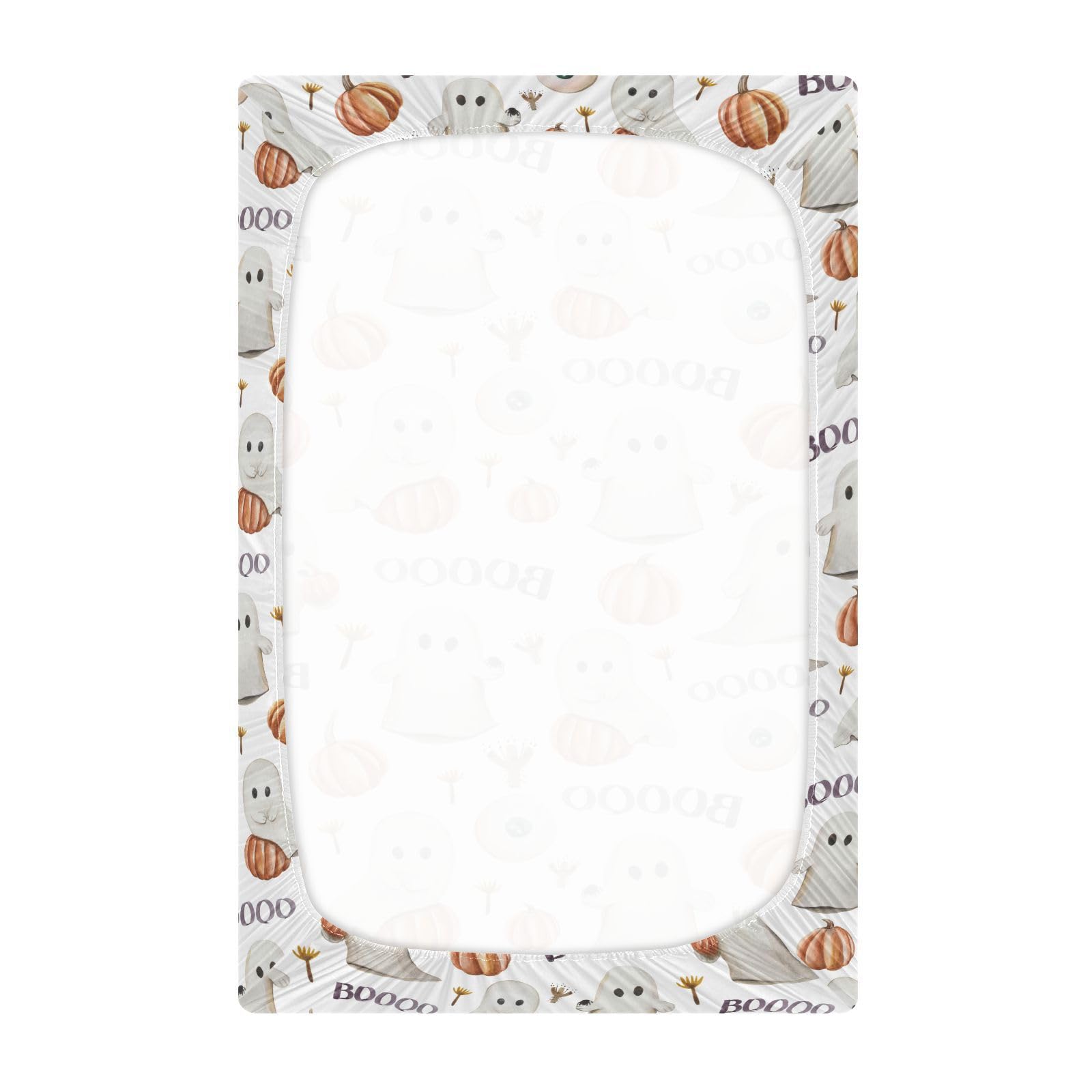 Mazeann Ghosts Pumpkins crib sheet 360° elastic band for secure fit