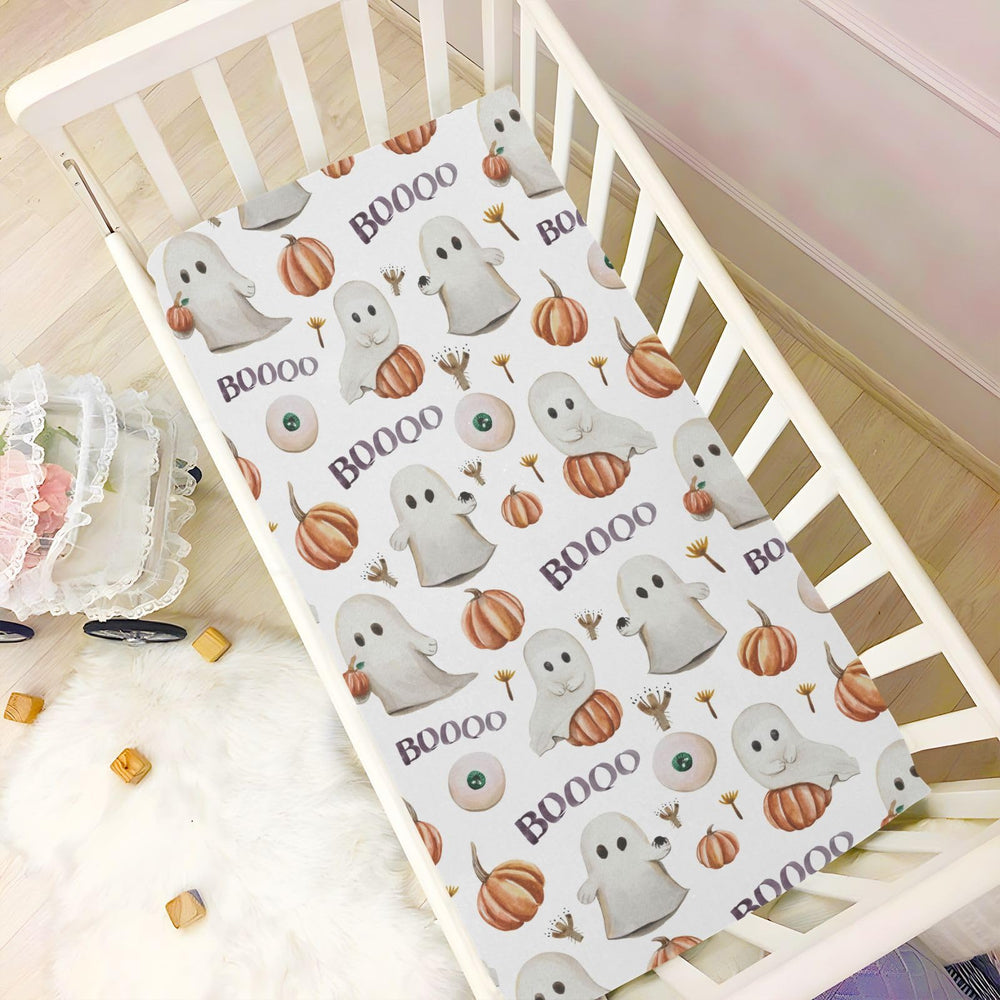 Mazeann Ghosts Pumpkins crib sheet breathable microfiber keeps baby comfortable