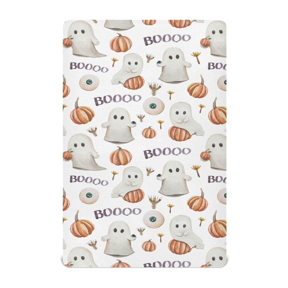 Mazeann Ghosts Pumpkins crib sheet soft fabric for gentle baby sleep