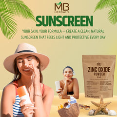 MB Herbals zinc oxide powder non-nano texture suited for controlled blending.