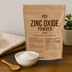 MB Herbals zinc oxide powder pour—white odorless base for custom creams.