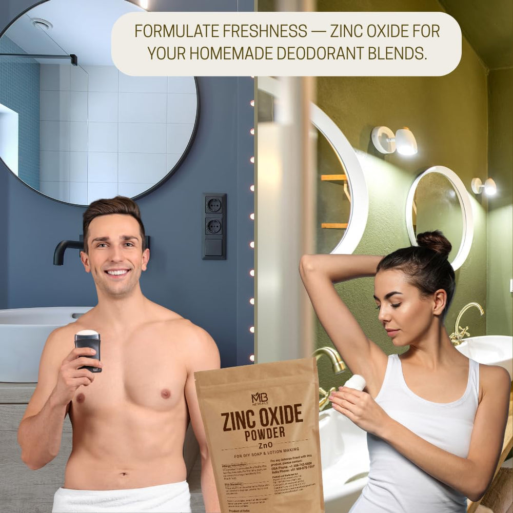MB Herbals zinc oxide powder sunscreen base concept—mineral filter for skin care.