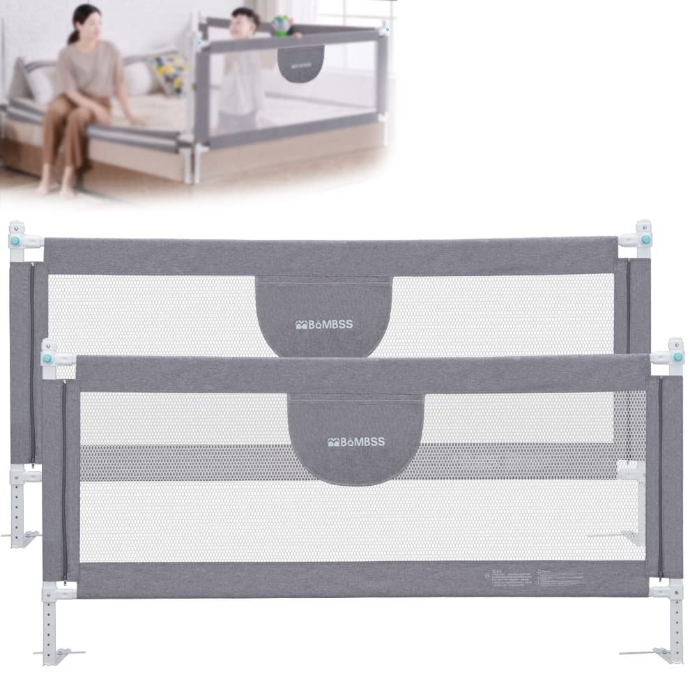 MBQMBSS bed rail 77-inch side view shows king or queen compatibility and secure guard