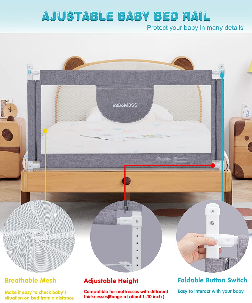 MBQMBSS bed rail install on full-size bed demonstrates wide-side fit and steady stability