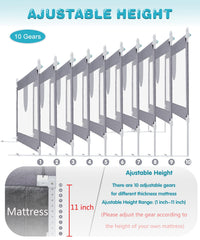 MBQMBSS bed rail height-adjustable setup enables easy mattress-fit.