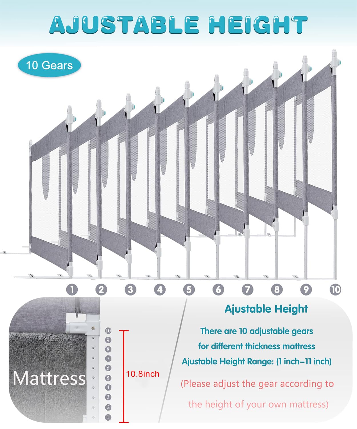 MBQMBSS bed rail linen-fabric conveys washable, non-toxic baby-safe material.