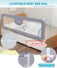 MBQMBSS bed rail side-view shows slim profile compatible with most bed frames.