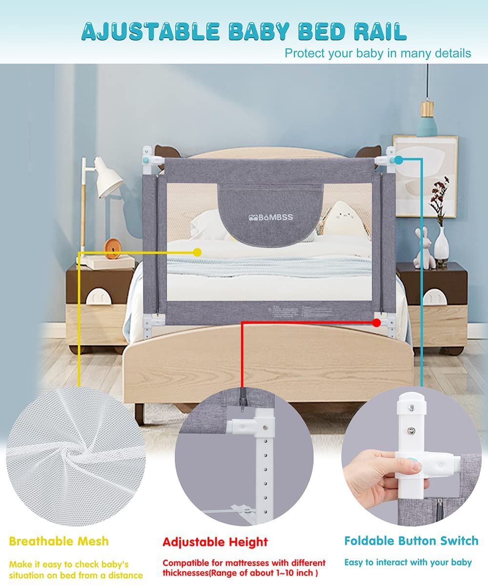 MBQMBSS bed rail with Y-Strap reinforces stability during sleep.