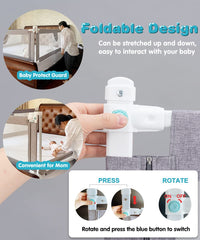 MBQMBSS foam-padded guard rail image emphasizes baby protection and comfort