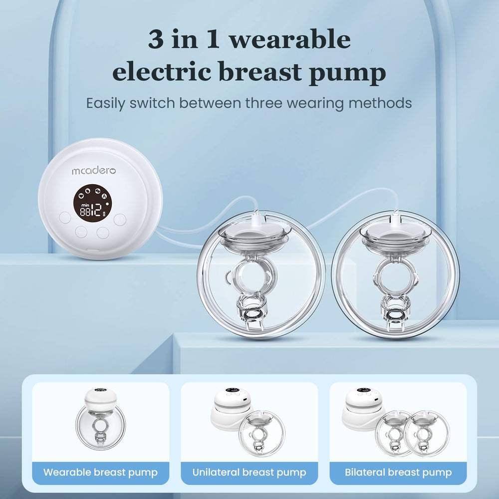 Mcadero M2 LED display shows modes and level for easy, personalized pumping sessions.