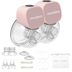Mcadero M5 wearable breast pump in bra enables hands-free pumping on the go.