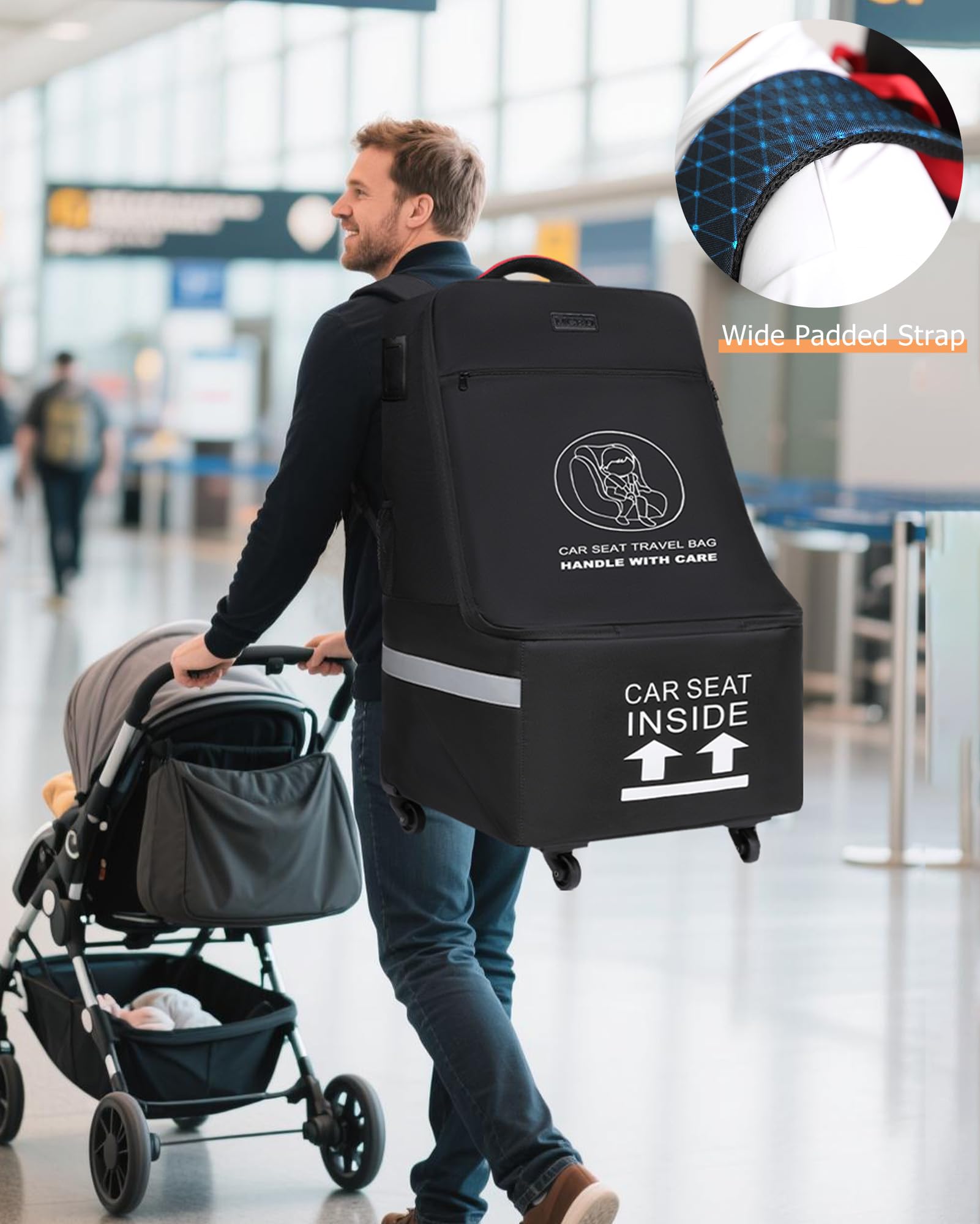 MCBD transparent name-card slot aids quick bag identification at gates.