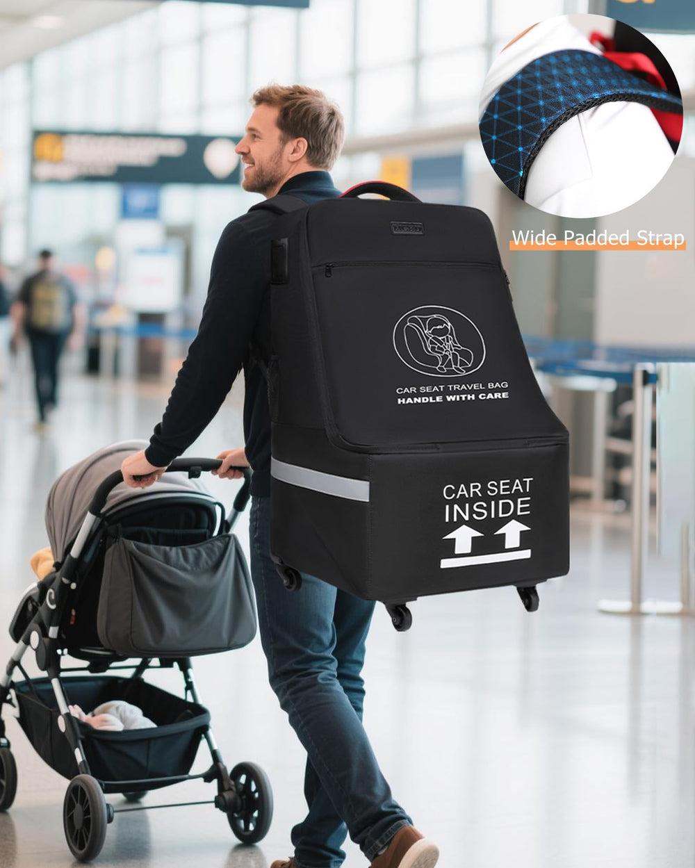 MCBD transparent name-card slot aids quick bag identification at gates.
