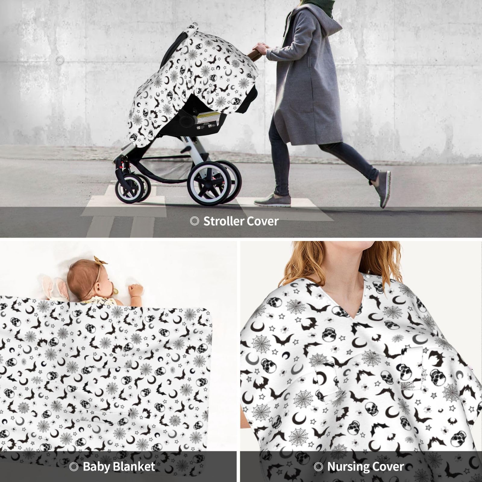 Mcewoel Gothic nursing cover in public for discreet feeding.