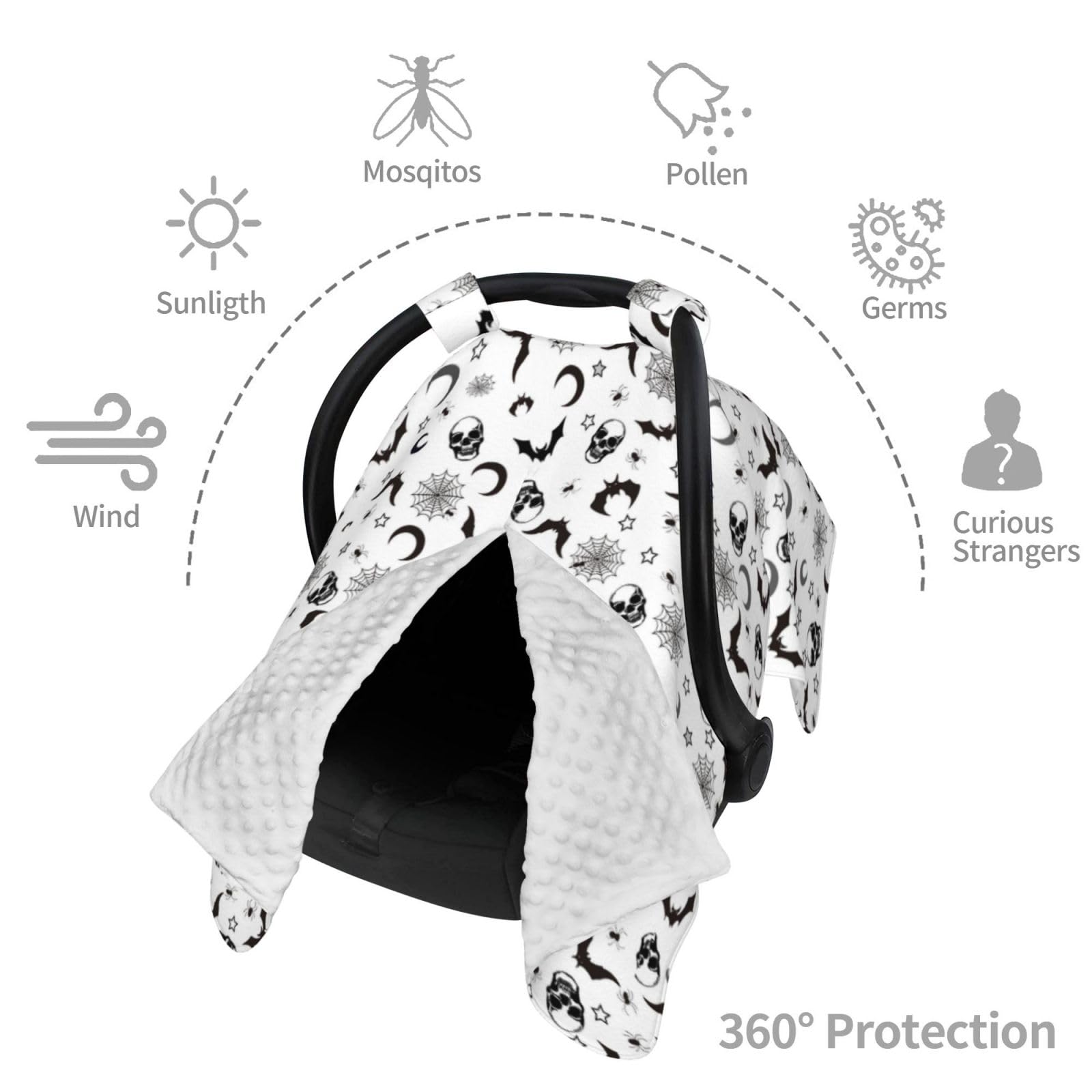 Mcewoel Gothic baby seat cover back plush-dots texture for baby's comfort.