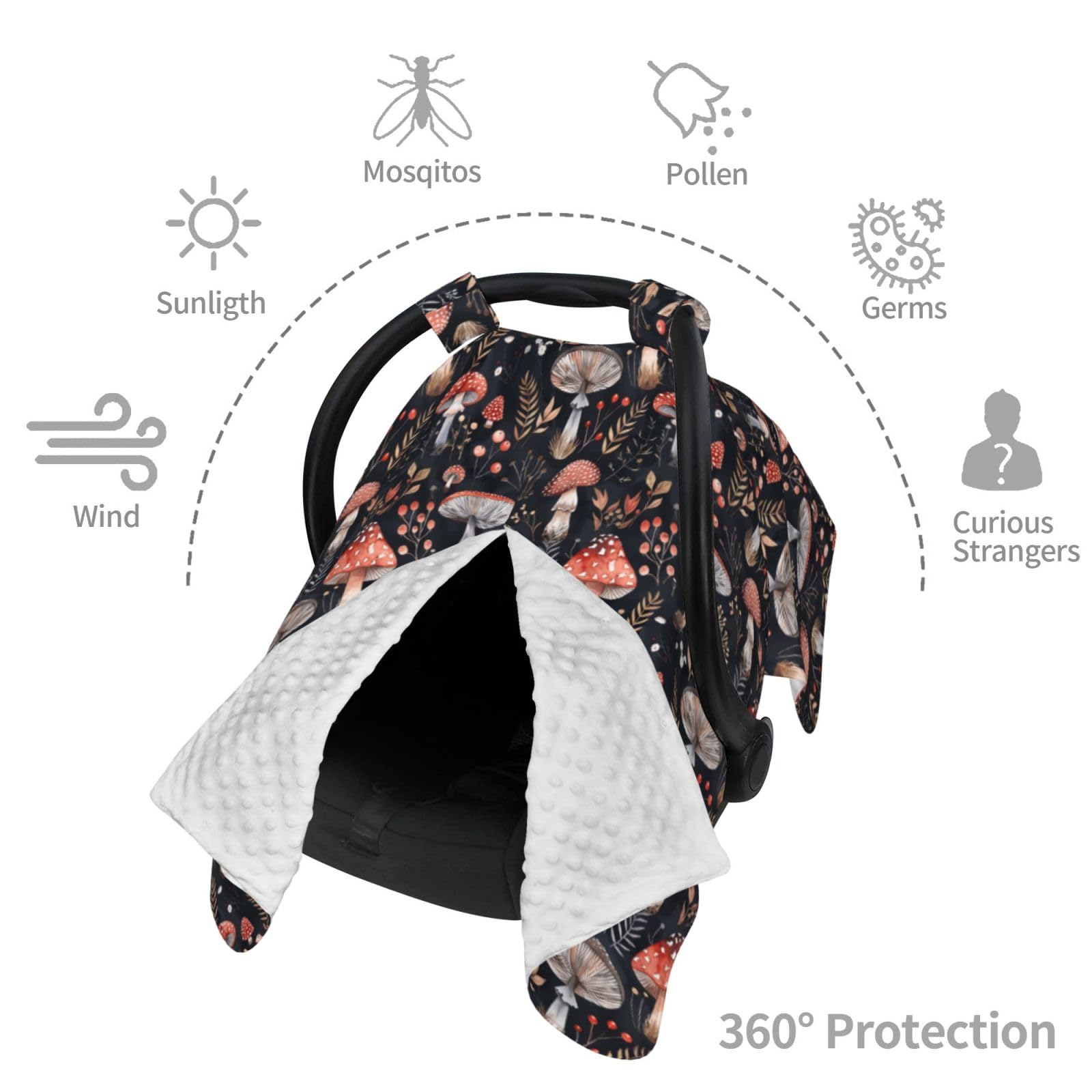 Mcewoel Mushroom car seat cover dotted plush pattern for cozy shielding.