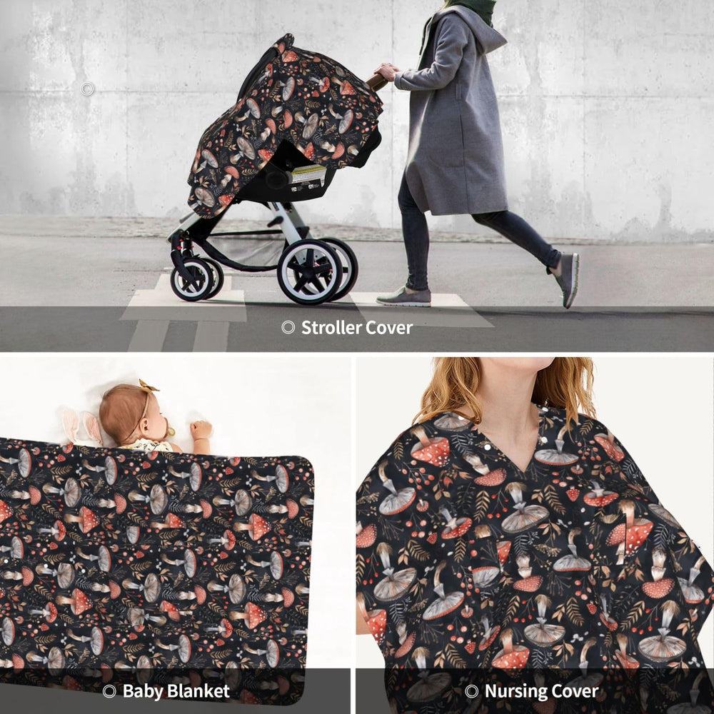 Mcewoel Mushroom car seat cover washing care indicating machine washability.
