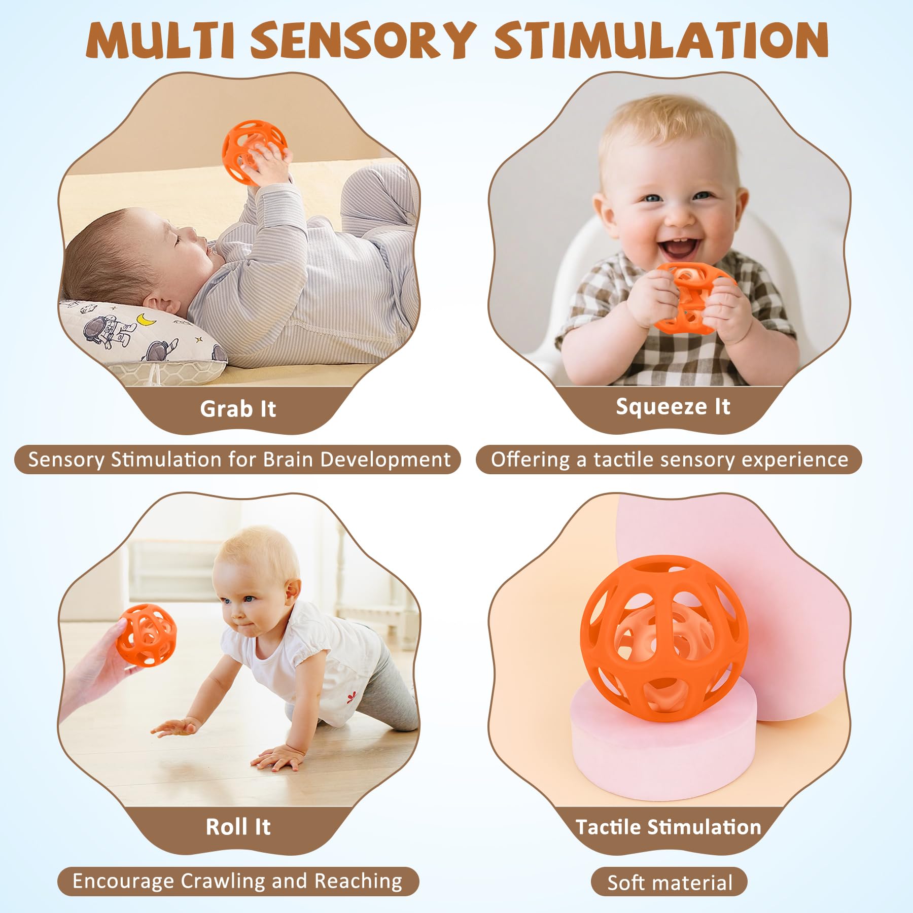MCGMITT baby ball toy holes easy grip for tiny hands.