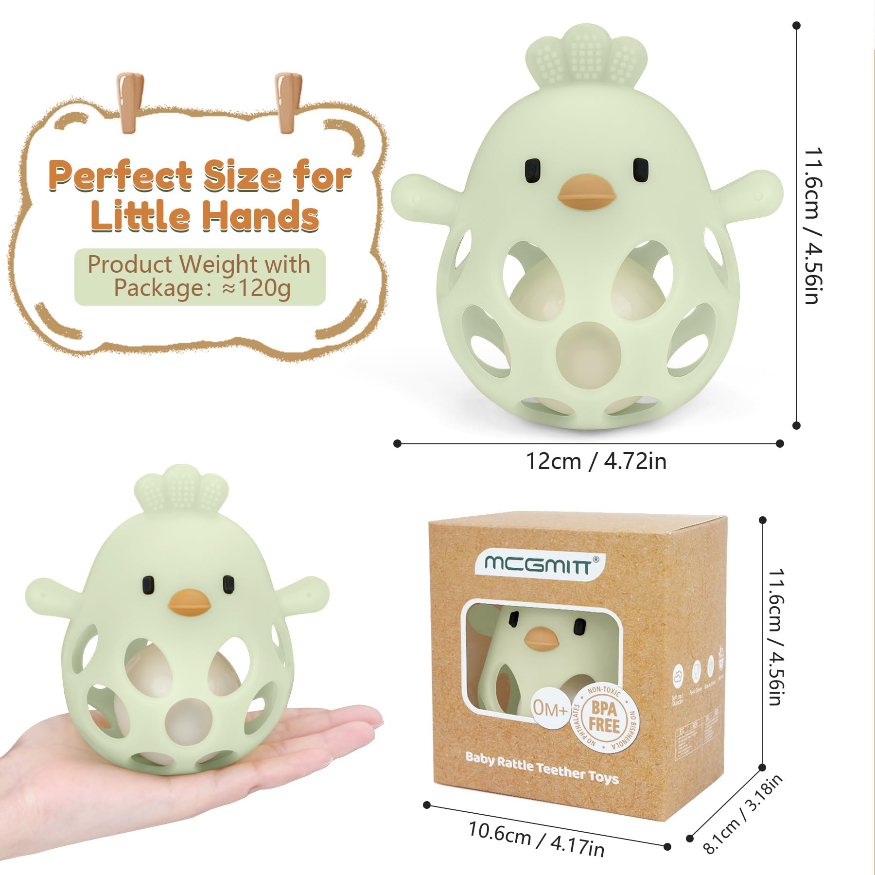MCGMITT rattle ball provides gentle sound during teething time