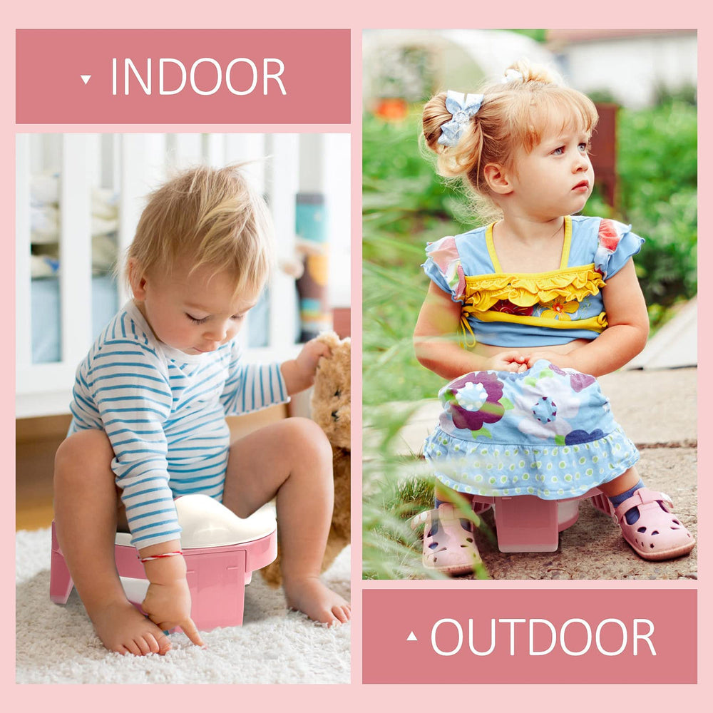 MCGMITT pink potty seat at home supports comfortable training.