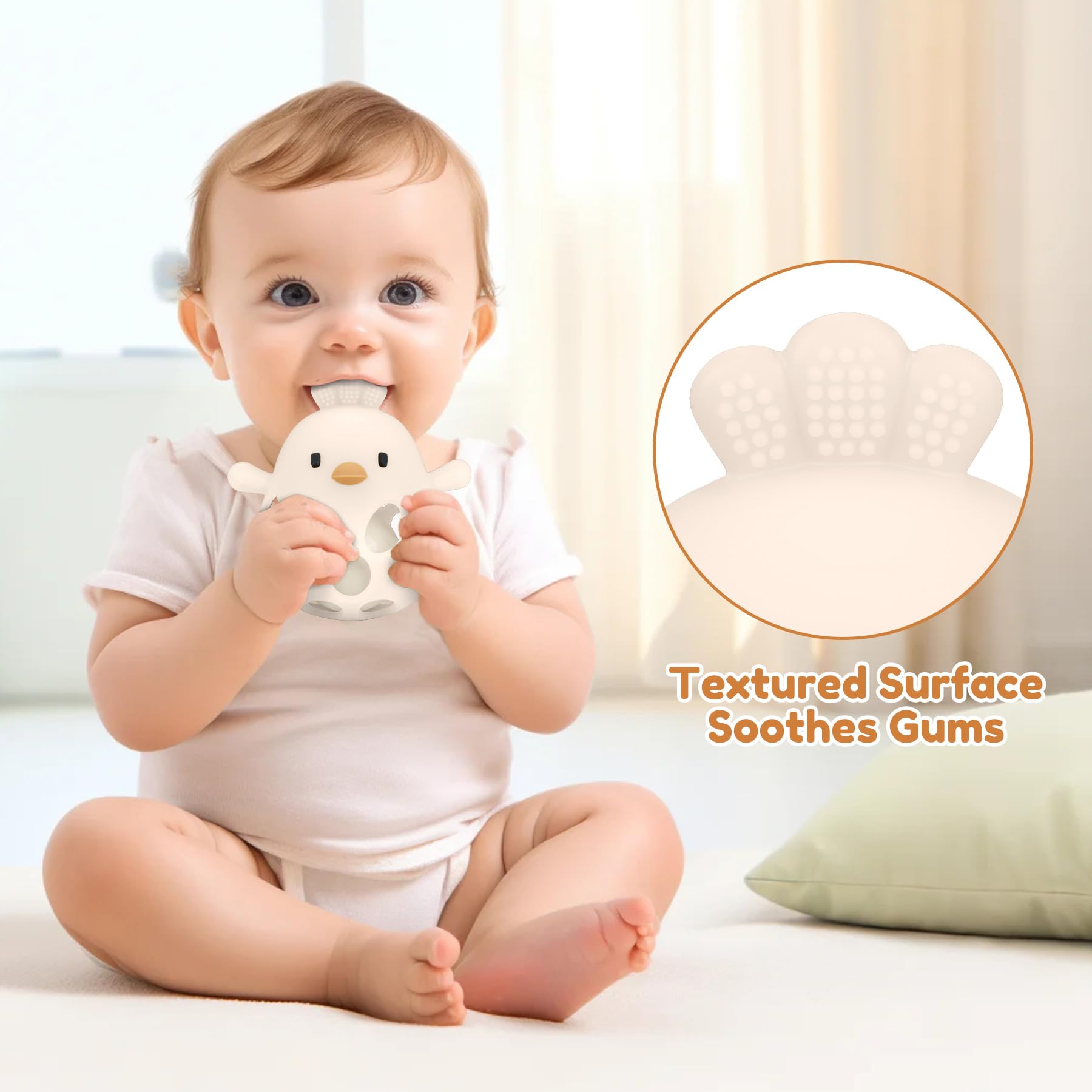 MCGMITT rattle-ball toy offers gentle sound to engage baby focus.