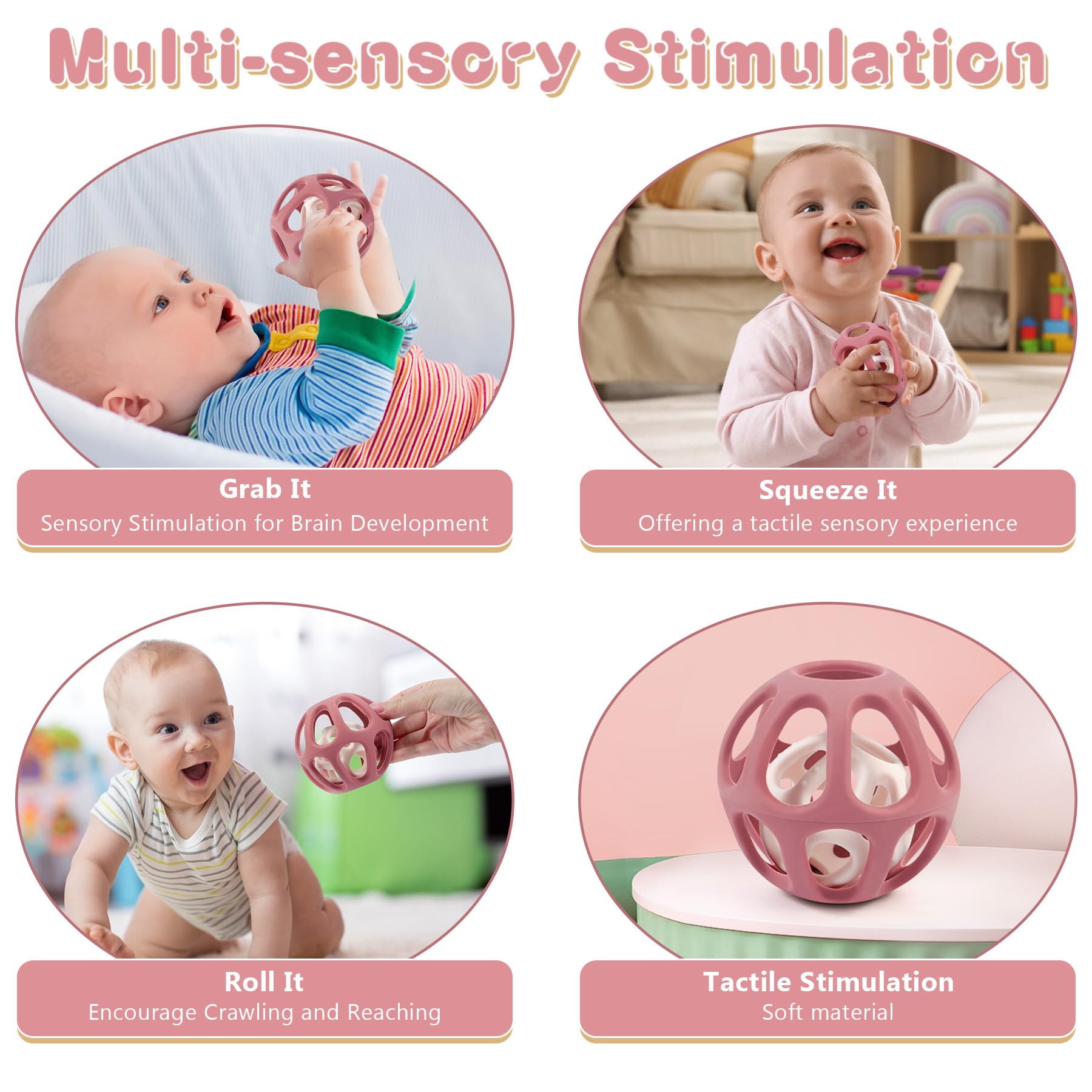 MCGMITT Sensory Balls stretch-colors image shows colorful stretch and squeeze for tactile discovery.
