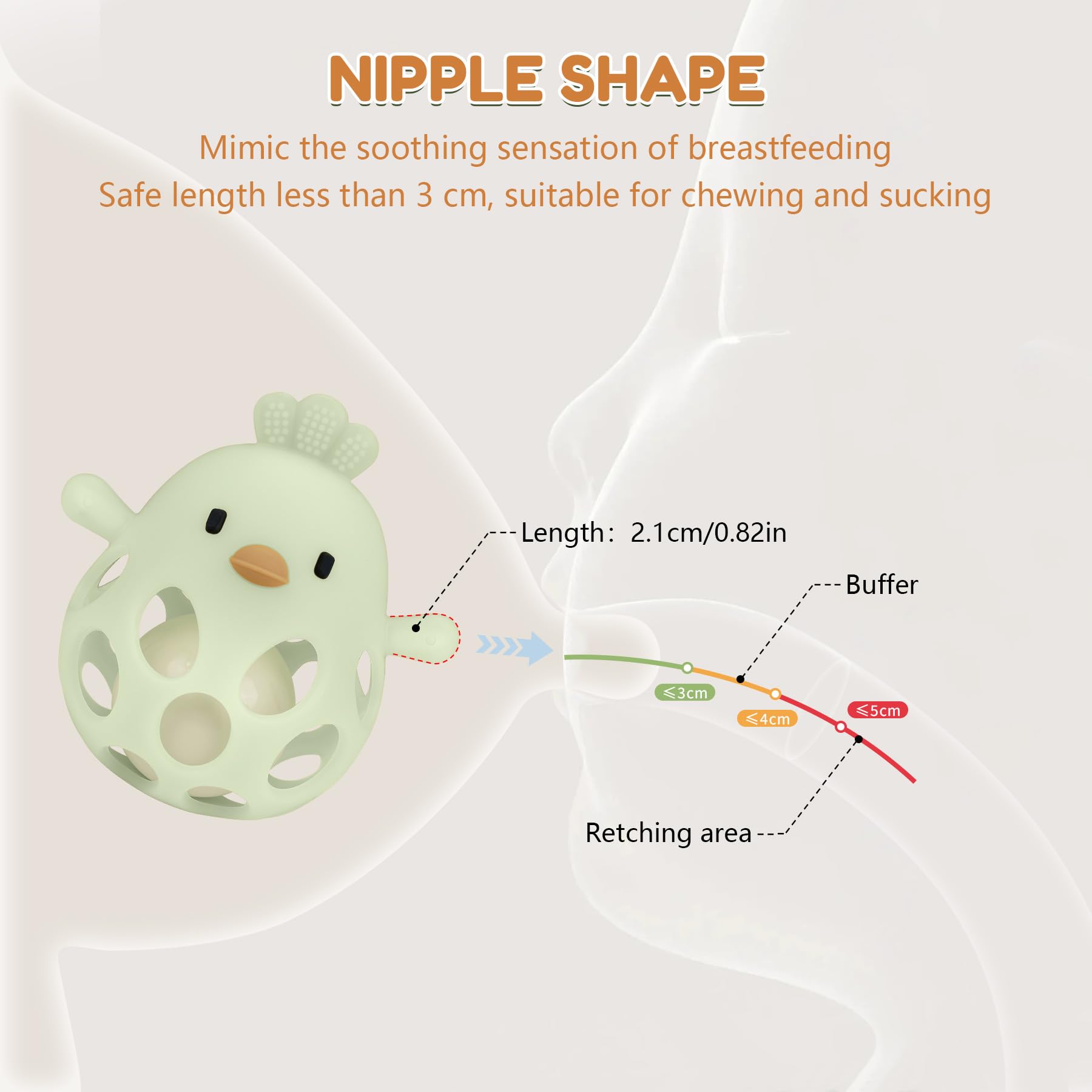 MCGMITT silicone teether with hollow design for safe, easy-grip play