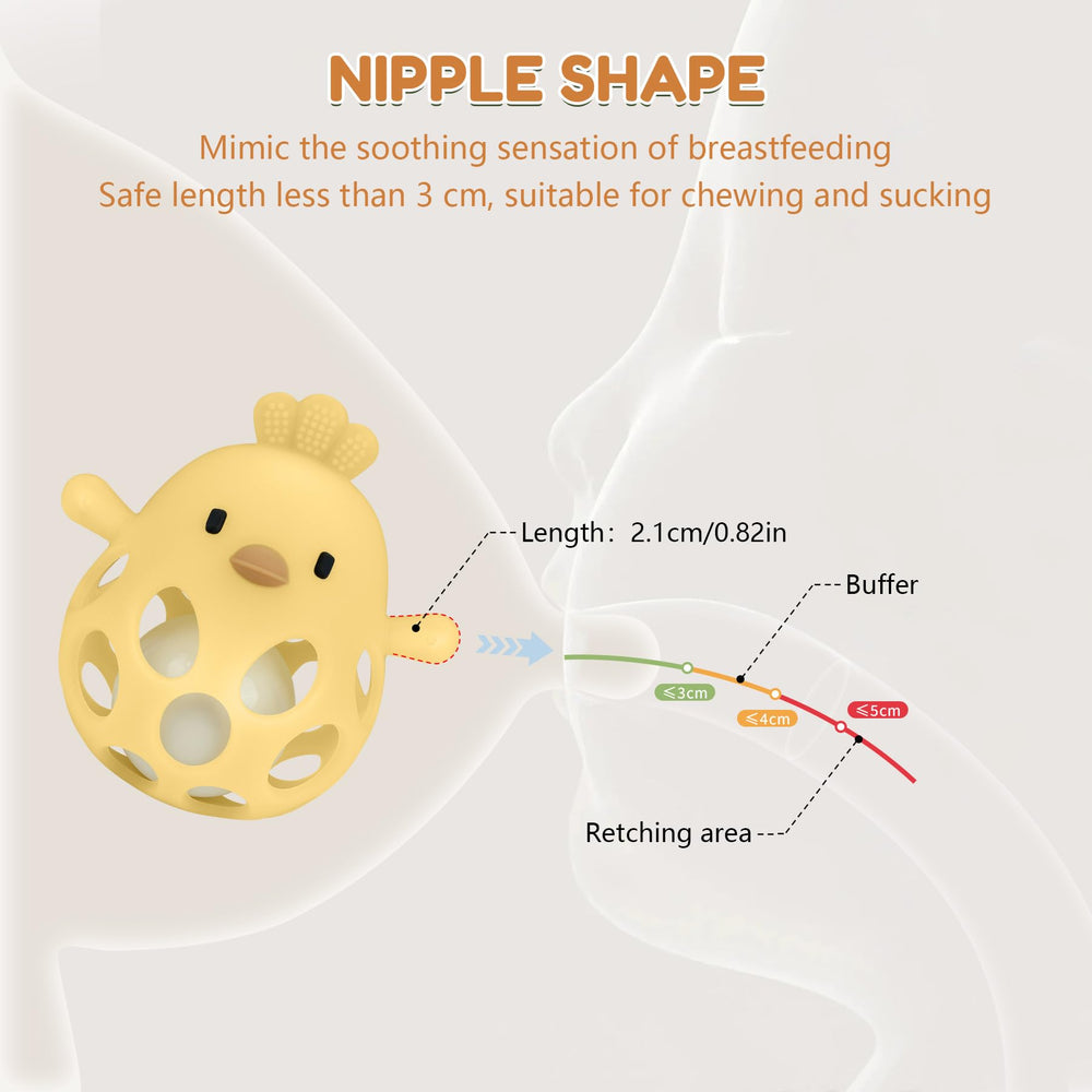 MCGMITT teether easy-grasp design helps tiny hands develop motor skills during play.
