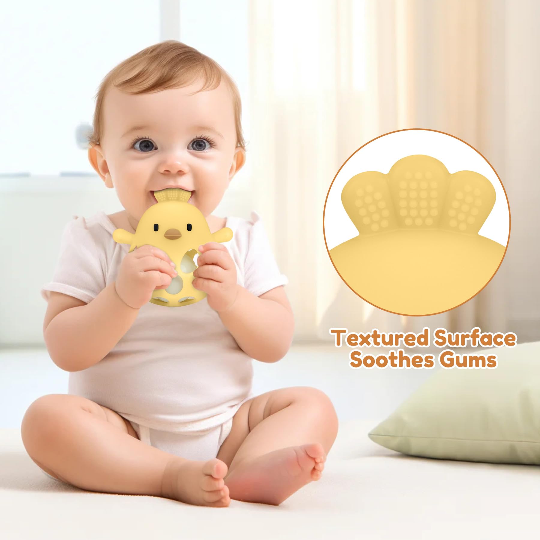 MCGMITT portable teething toy fits in diaper bags for on-the-go soothing.