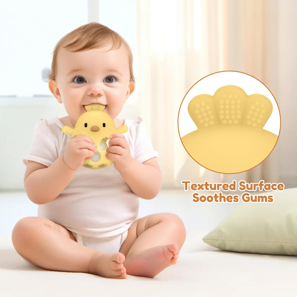 MCGMITT portable teething toy fits in diaper bags for on-the-go soothing.