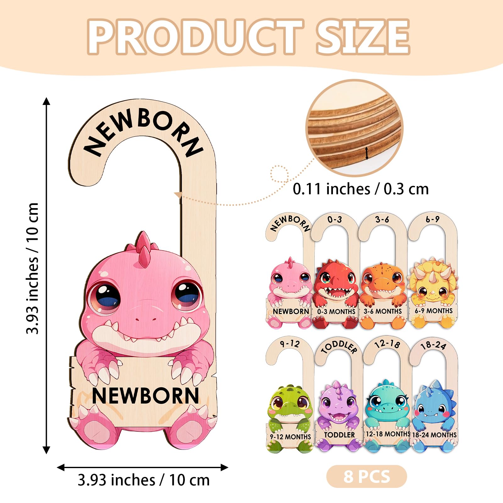 MCIAONE dinosaur closet divider 0-3 months with month markers speeds age-based sorting