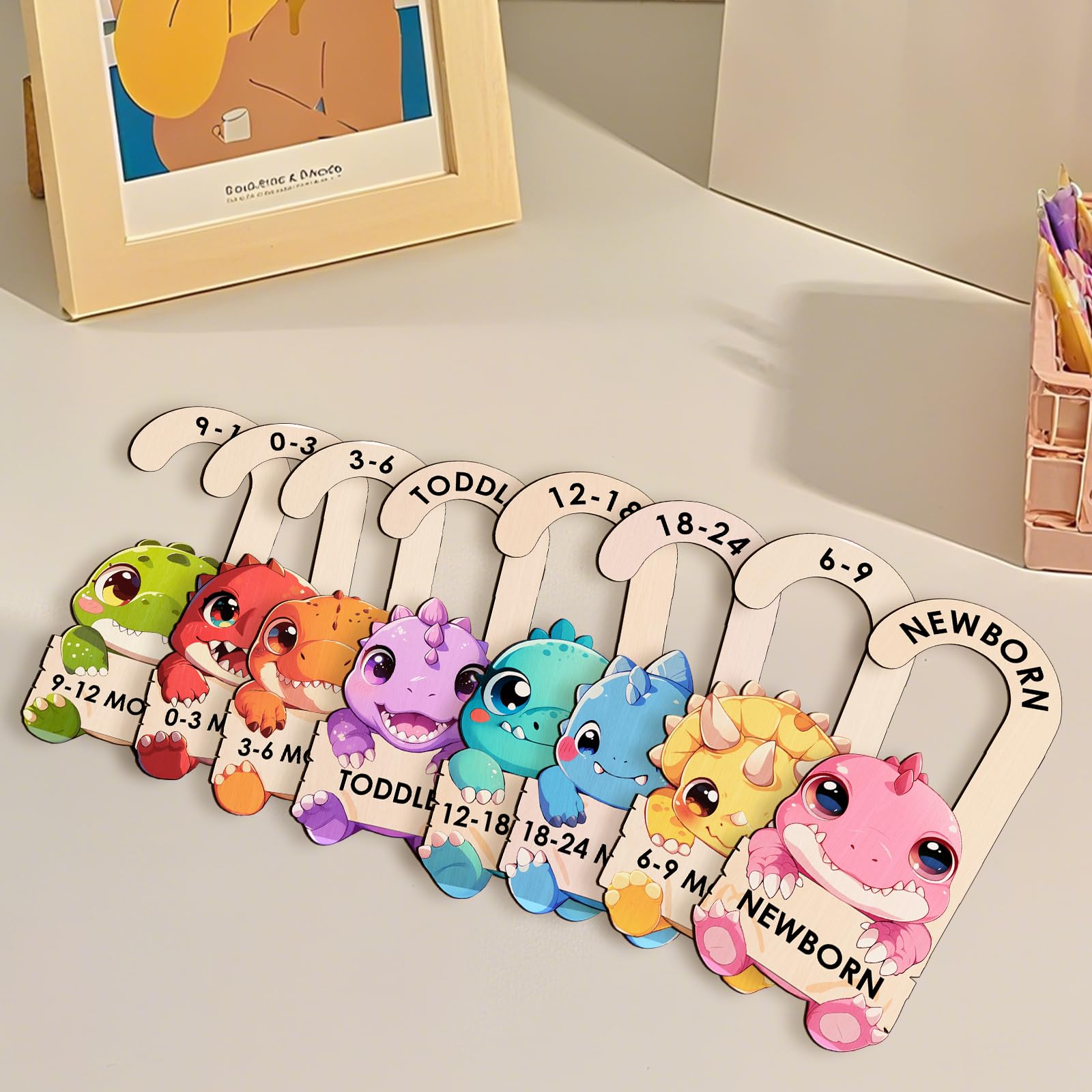 MCIAONE dinosaur closet divider 9-12 months simplifies daily wardrobe changes with month markers