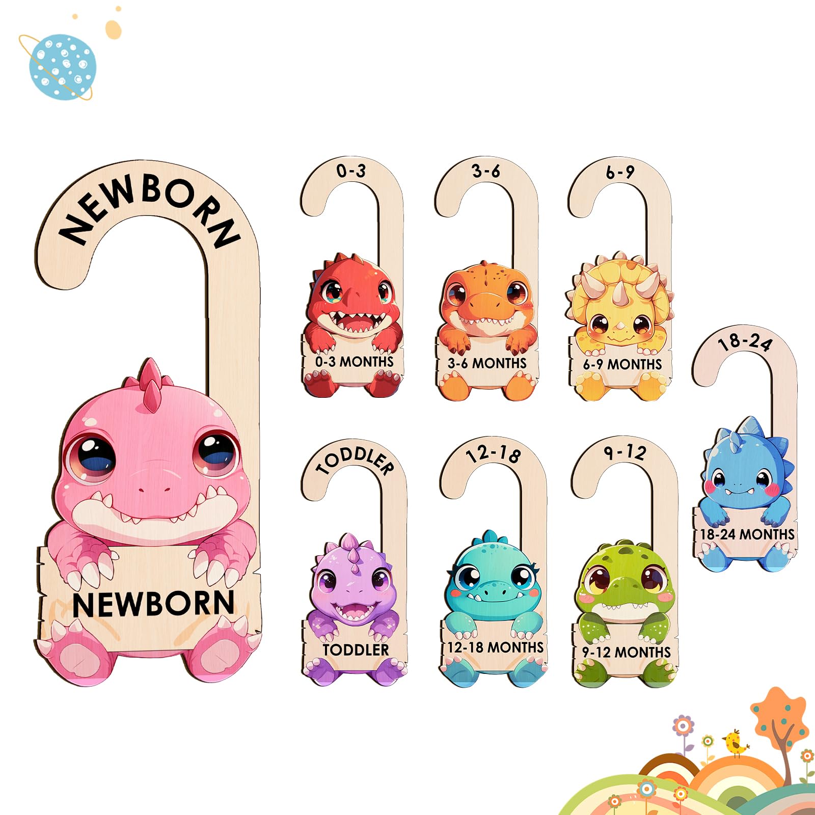 MCIAONE dinosaur closet divider newborn shows playful design for quick newborn outfit sorting