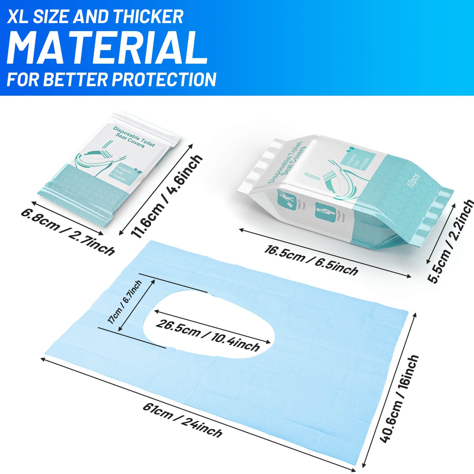 Mckanti 16x24 inch extra-large cover fits most toilets for public-restroom use.