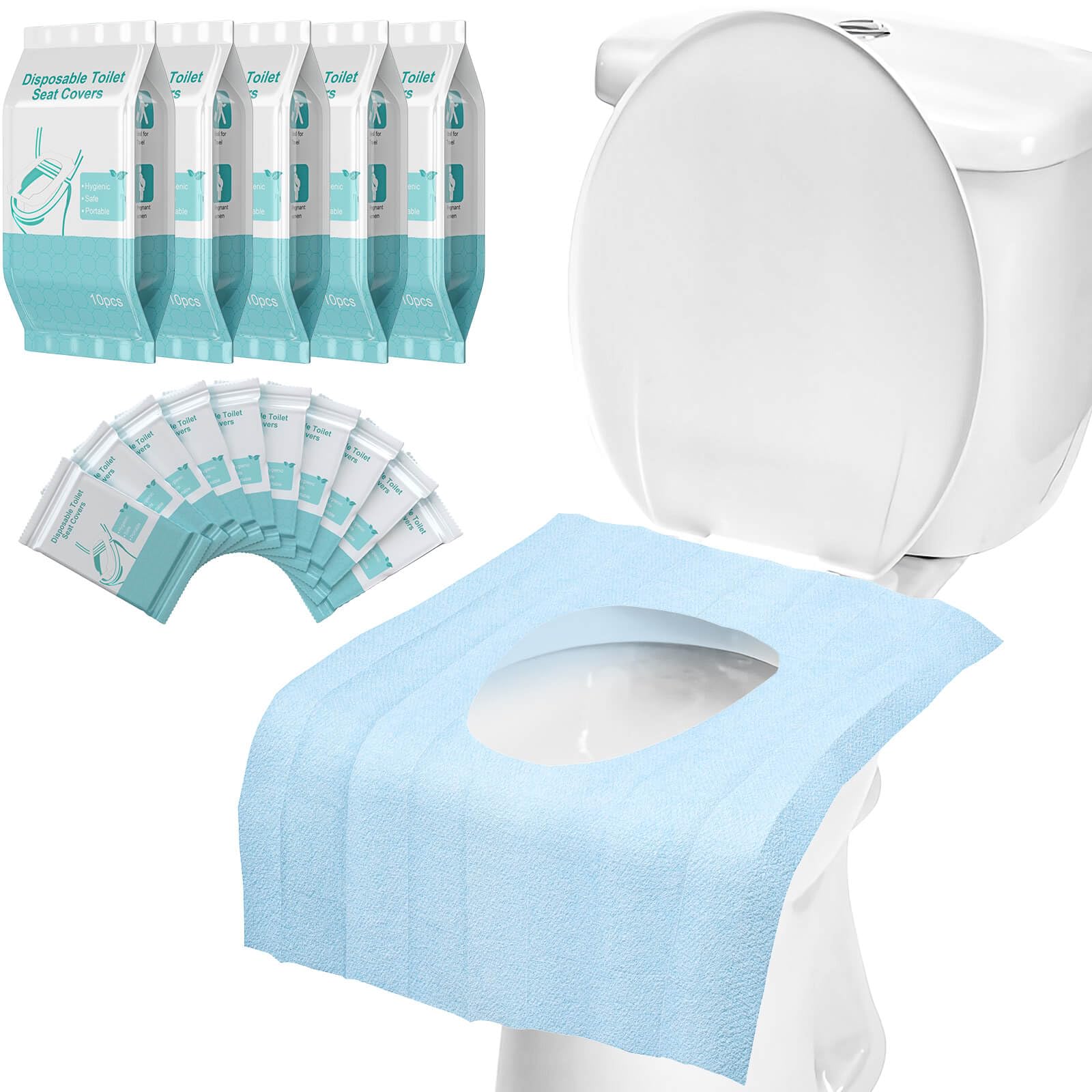 Mckanti 50-pack toilet seat covers packed for travel provides hygienic on-the-go protection.