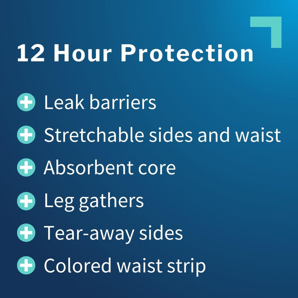 McKesson Youth Training Pants 12-hour absorbency for overnight protection.
