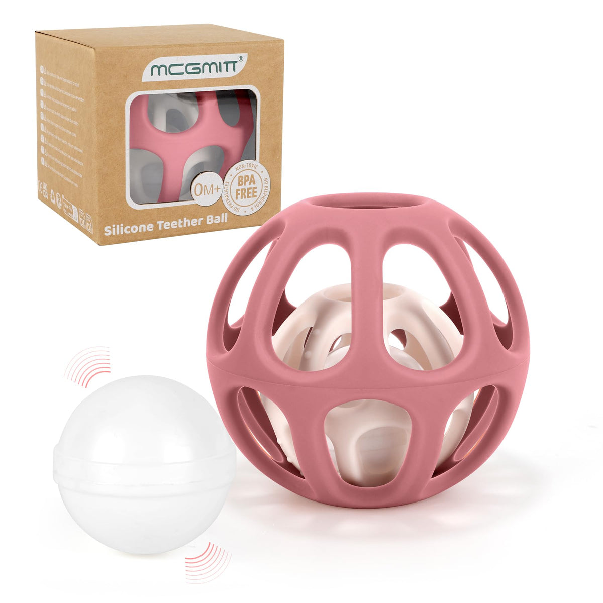 MCGMITT baby rattle teether soft silicone balls for safe tactile play.