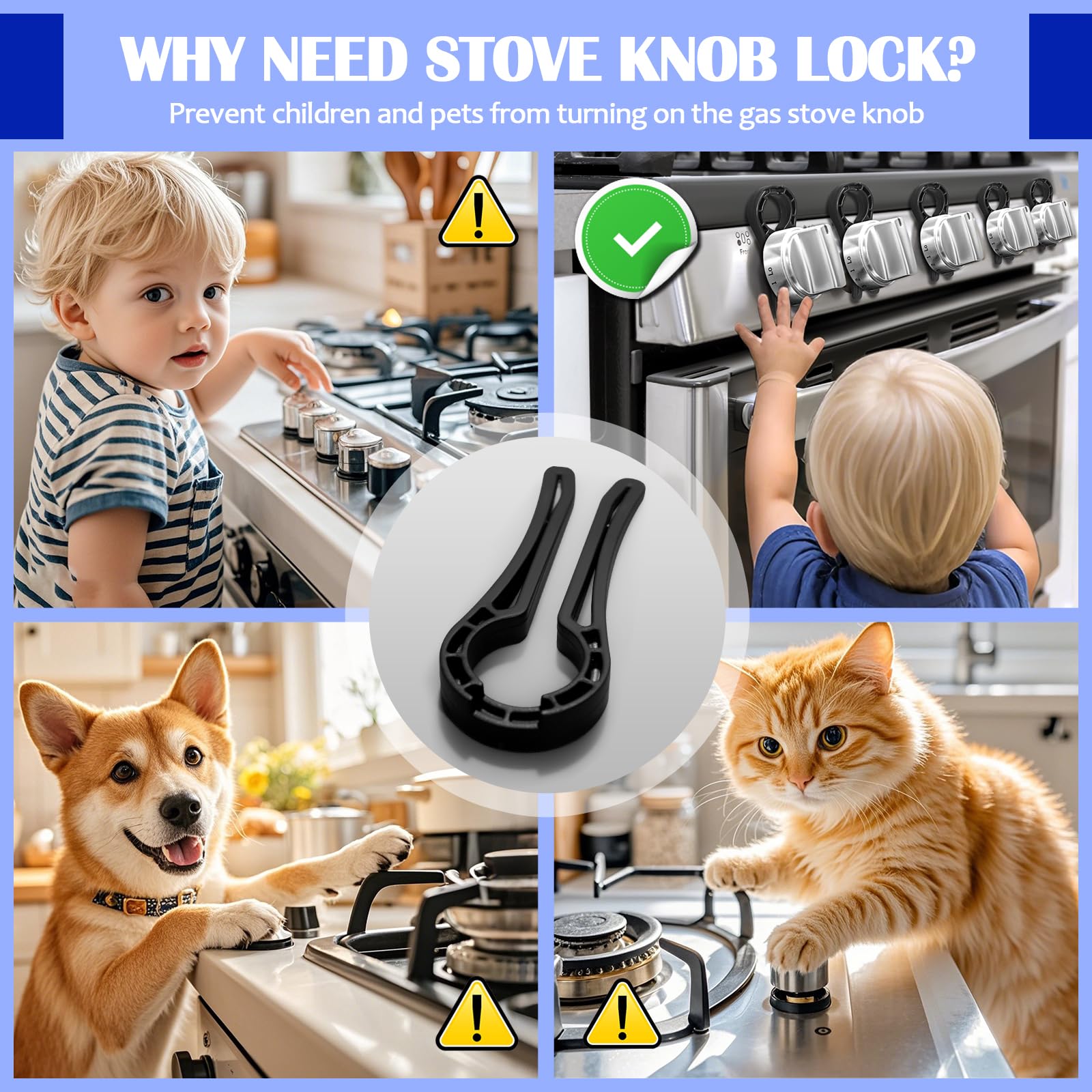 MCOTOP kitchen safety pack in use showing adults operate locks without interfering with burners