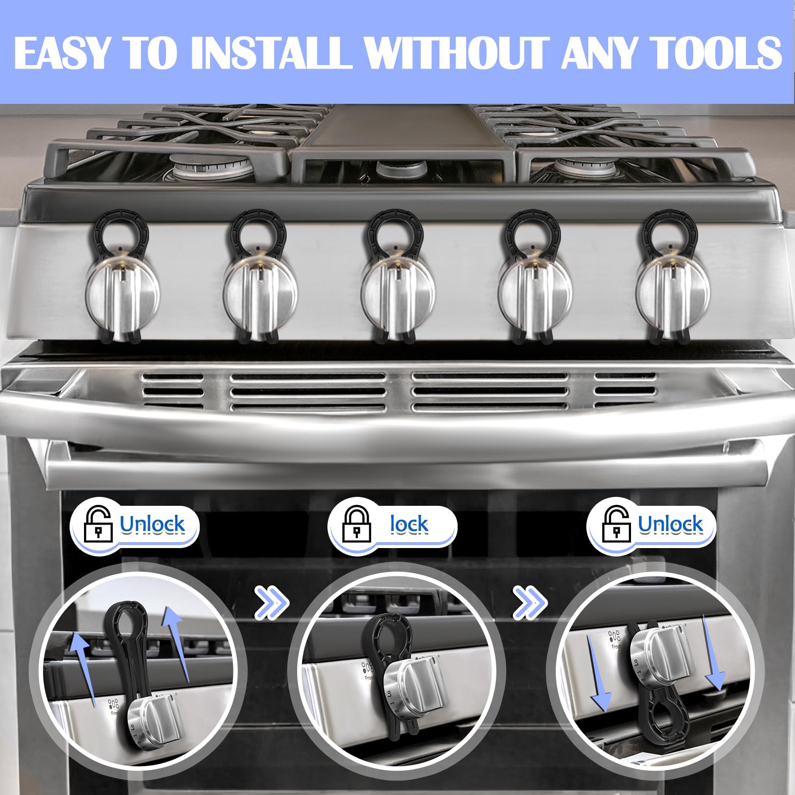 MCOTOP gas stove knob locks durable PC plastic withstands heat over time