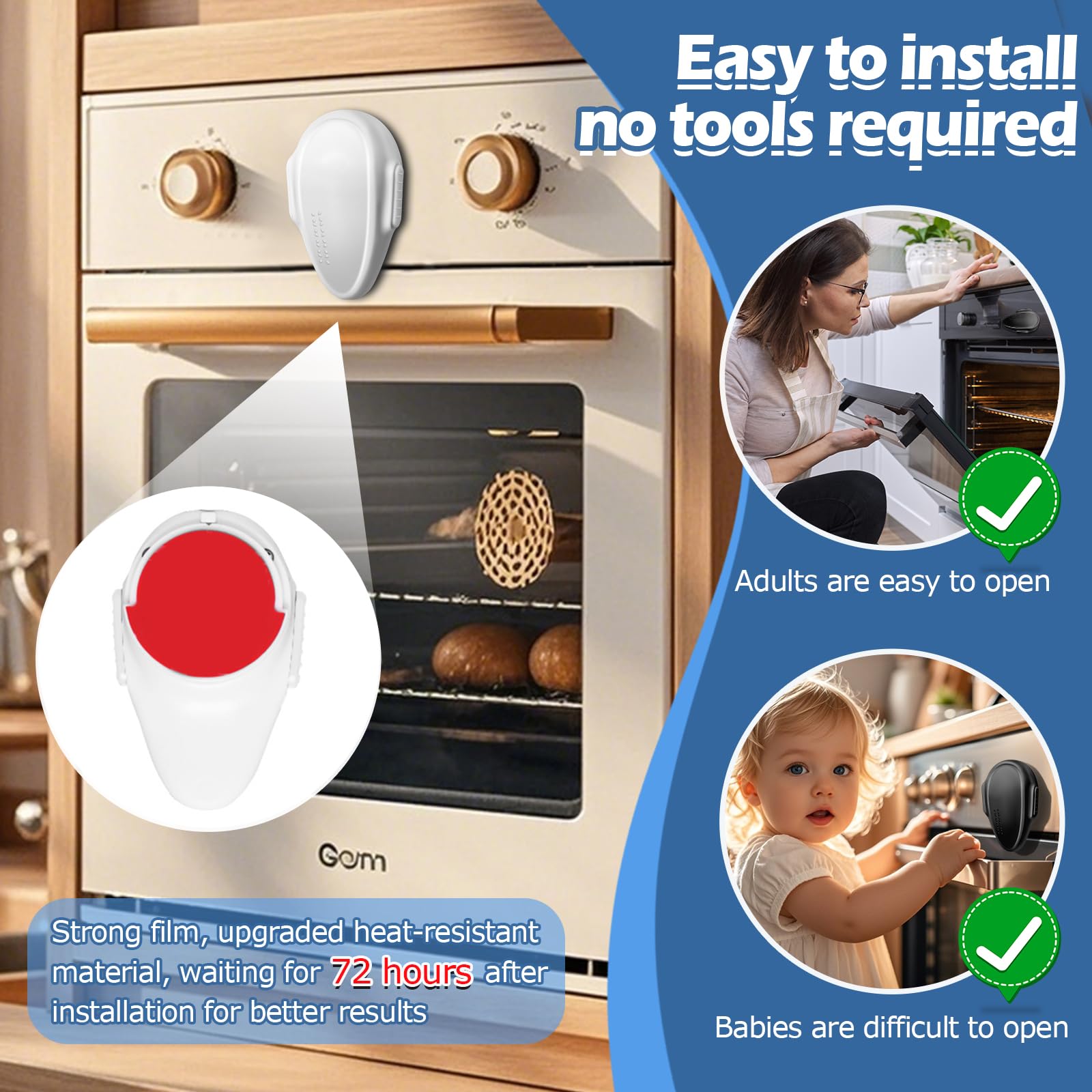 MCOTOP oven lock in daily use enhancing kitchen safety near the oven.