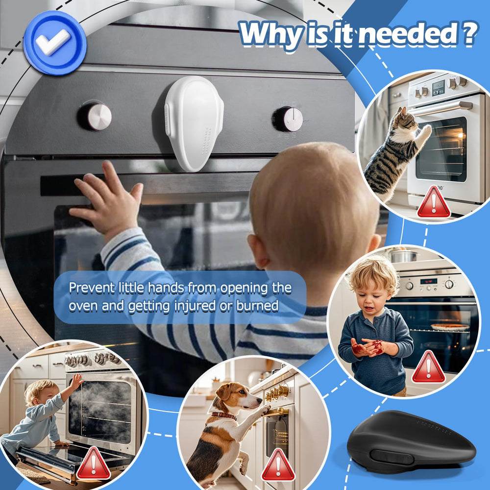 MCOTOP oven lock no-tools installation with removable tape application.
