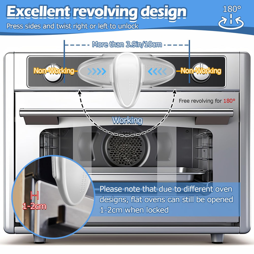 MCOTOP oven lock rotation to lock demonstrates 180-degree action.
