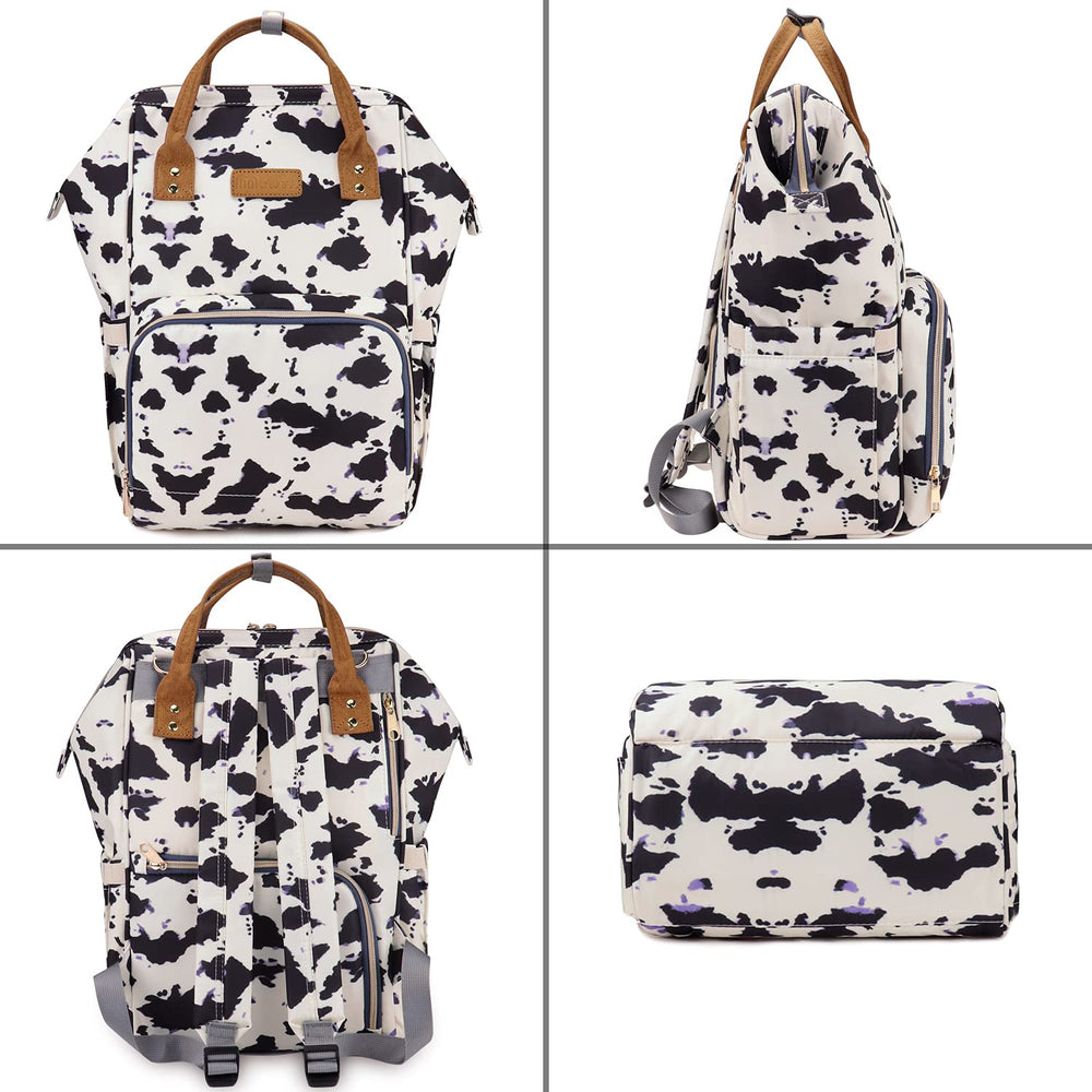 MCWTH cow-print diaper bag bottom EVA pad for easy cleaning and stable resting.
