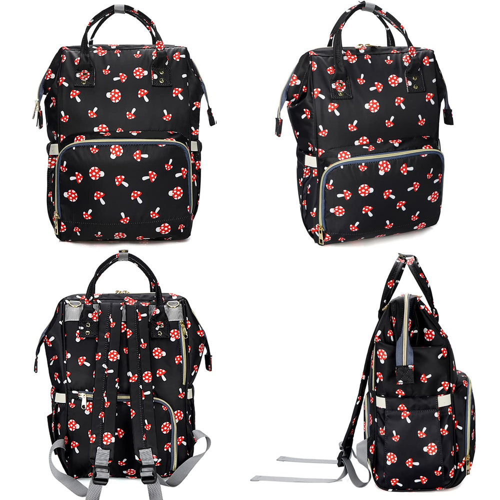 MCWTH Mushroom Diaper Bag Backpack stroller-straps keep it hands-free in shopping.