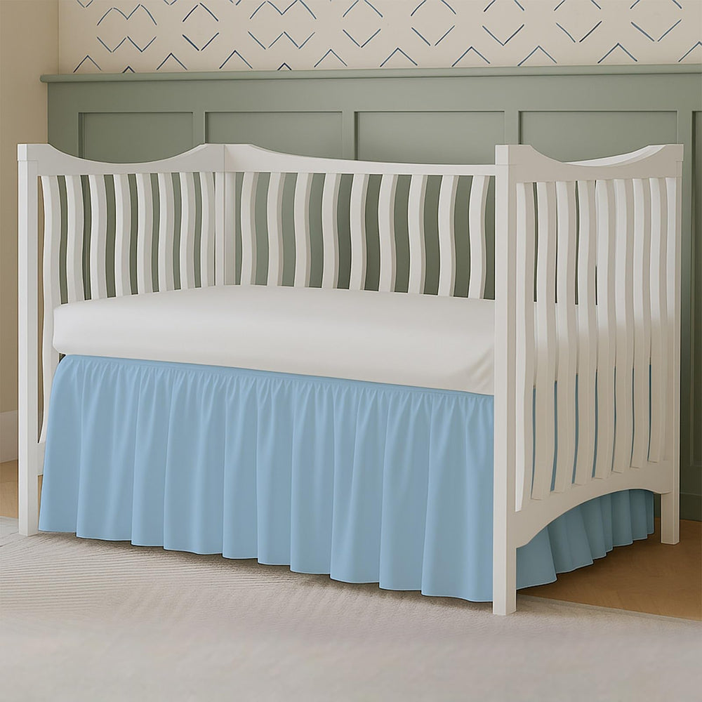 MD Home Decore crib skirt 14 drop fit demonstrates standard crib compatibility