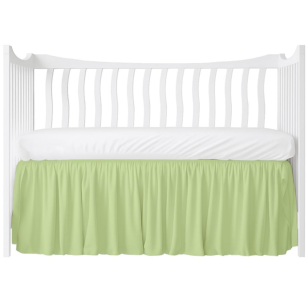 MD Home Decore crib skirt 28x52 fit demonstrates tidy crib coverage.
